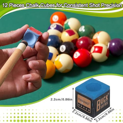 31 Pcs Pool Table Balls Billiard Accessory Kit with 16 Table Balls 1 Triangle Billiard Rack 1 Diamond Holder 12 Rack Cue Chalks 1 Brush for Friend Travel Office Desk Games Bartop - color: Gold