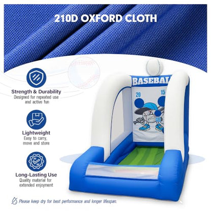 10FT Inflatable Baseball Toss Game with 8 Balls & Built-in Blower, Easy Setup Baseball Pitching Target Carnival Game for Indoor/Outdoor Parties, Events & Backyard Fun