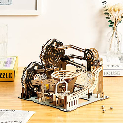 3D Wooden Puzzles Marble Run Set - Mechanical Model Kits with Motor, Brainteaser and Puzzle for Christmas/Birthday,Gifts for Adults and Teens to Build Combination - style: Marble