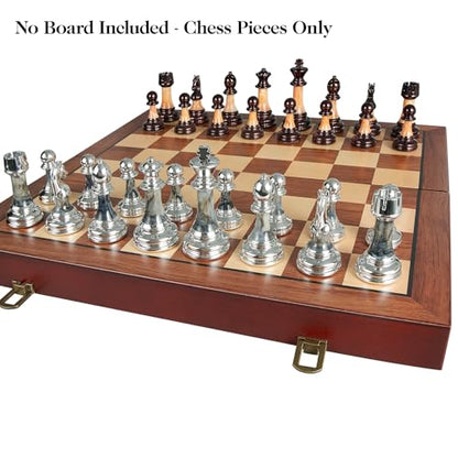 Vamslove Heavy Weighted Acrylic Chess Pieces Only with Leather Base-3.5'' King with Storage Slots-Extra 2 Queens-34 Staunton Tournament Chessmen for Chess Set or Replacement of Missing Pieces