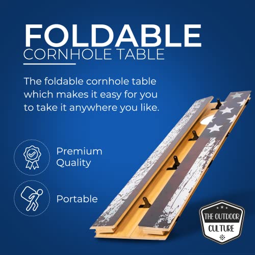 Foldable Cornhole Game Set - 4' x 2' Outdoor Game for Lawn, Backyard, Beach and Tailgating - Set Includes 8 Bean Bags, Travel Case & Game Rules - Great for Family Games