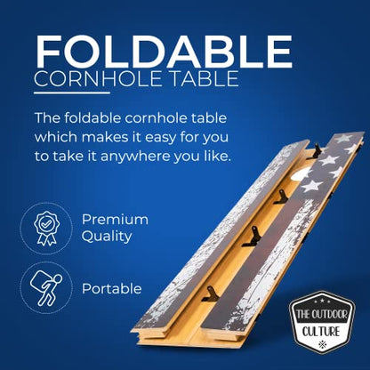 Foldable Cornhole Game Set - 4' x 2' Outdoor Game for Lawn, Backyard, Beach and Tailgating - Set Includes 8 Bean Bags, Travel Case & Game Rules - Great for Family Games