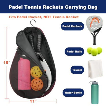 Cosmos Padel Racket Bag Pickleball Paddle Sling Backpack Padel Racquet Storage Bag, Padel (Paddel Tennis) Equipment Carrying Bag with Mesh Pocket for 2 Paddles Ball Water Bottle & Accessory - color: Burgundy