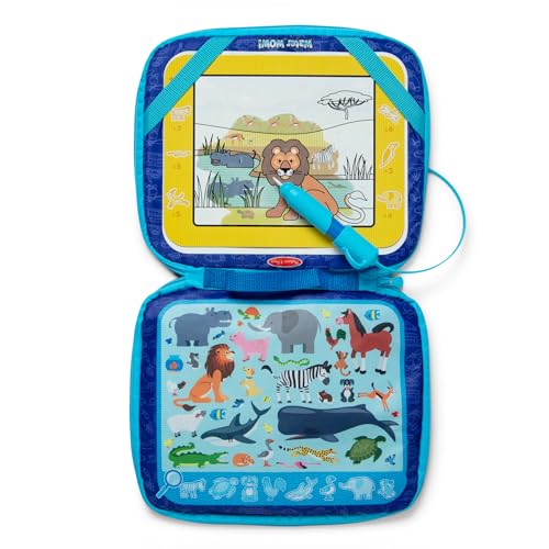 Melissa & Doug Water Wow! Take-Along Reusable Color-Reveal Drawing Set Mess-Free Multi-Activity Pad with Water PenTravel Toy for Toddlers & Kids Ages 3+