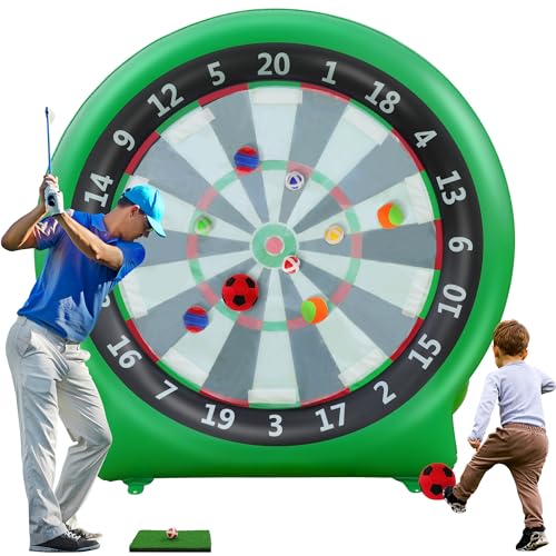 6FT Inflatable Dartboard, Giant Kick Darts Soccer Darts Golf & Throw Darts with Air Pump, Giant Outdoor Games, Blow up Soccer Darts for Yard Party Large Dartboard for Kids & Adults 20+Games - color: Green