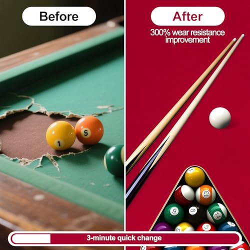 STRONGBERRY Pre-Cut Pool Table Felt Replacement Kit - 8ft Billiard Cloth w/Gloves, Strips & Tools, Felt for Pool Tables - color: RED