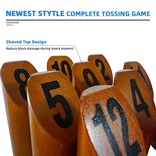 SpeedArmis Wooden Throwing Game - 12 Numbered Block Toss Games Set with Scoreboard & Carrying Case, Indoor Tailgating Bowling Yard Activity‌ for Teens Adults Family