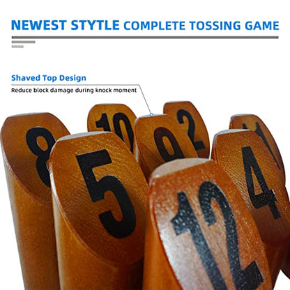 SpeedArmis Wooden Throwing Game - 12 Numbered Block Toss Games Set with Scoreboard & Carrying Case, Indoor Tailgating Bowling Yard Activity‌ for Teens Adults Family
