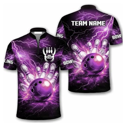 GABITA Personalized Bowling Jerseys for Men, Custom Bowling Polo Shirt, Bowling Shirts Gift for Bowler Team Player - color: A55