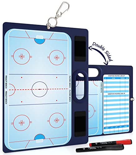 Hockey Dry Erase Board for Coaches 15x10.5 Inch Double Sided Whiteboard Coaching Board Equipment Includes 2 White Board Markers for the Hockey Accessories Making it the Perfect Coach Gifts