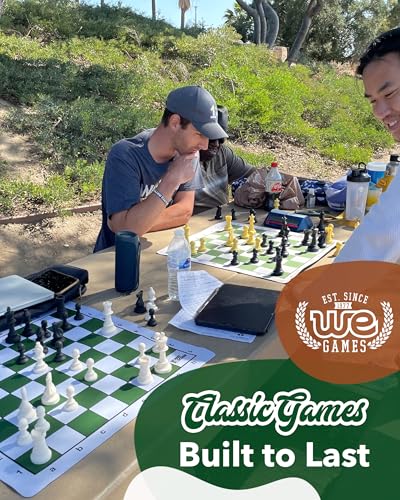 WE Games Bobby Fischer Ultimate Chess Pieces Set, Staunton Plastic Tournament Chess Set - Extra Queens, Triple Weighted