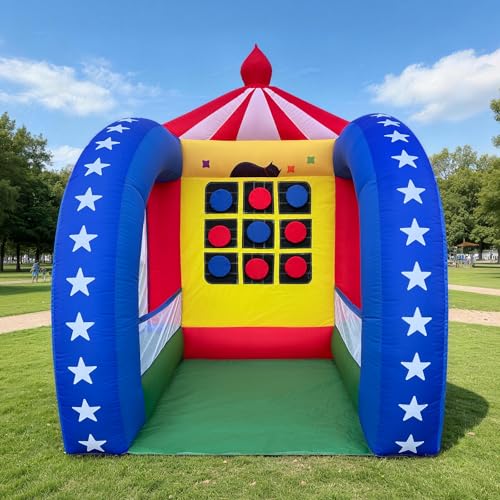 Inflatable Carnival Games — 6.5×6.5×9FT, Built-in Blower, Quick-Inflate — Tic Tac Toe (Indoor & Outdoor Game for Backyard Parties, Team Challenges & Carnival Events) - style: Tic Tac Toe