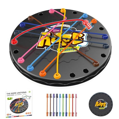 lartoys Rope Untangling Puzzle Game, Mini Travel Size Educational Strategy Board Game for Kids & Adults, Family Travel Party Games with Multi-Level Challenges, Gifts for All Ages - size: mini(6.2 in)