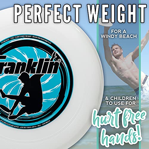 Franklin Sports Flying Disc - Disc for Beach, Backyard, Lawn, Park, Camping - 140 or 175 Grams - Perfect for Dogs - White