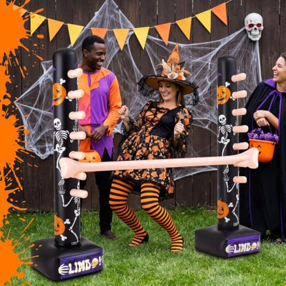 Threan Halloween Party Games Inflatable Limbo Game for Adults Easy Spooky Limbo Carnival Game Enhance Family Bonding for Indoor Outdoor Birthday Halloween Party Games Picnic Pool - style: Halloween