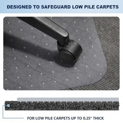 Chair Mat for Carpet- Low Pile (1/4" Thick) Carpet Protector for Office Gaming Computer Desk Chair. Heavy Duty Desk Chair Mat for Carpeted Floors, Semi Transparent (with Lip)