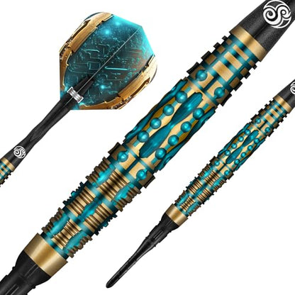 Shot! Darts AI Replicant Soft Tip Dart Set (20g) | 90% Tungsten Barrels | Center Weighted Black Titanium Coated | Pro Soft Tip Darts for Electronic Dartboard | Plastic Tip | Made in New Zealand