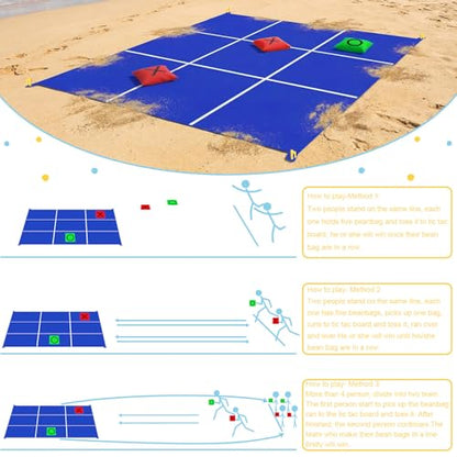 2-in-1 Giant Tic Tac Toe Game Bean Bag Toss Games, 4.5FT Double-Sided Large Tic Tac Toe Game with 10 Pcs Bean Bags, Outdoor Games for Adults and Family Lawn Yard Carnival Field Day Party - color: Colorful
