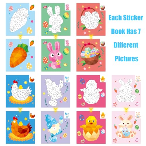 AEAHALY Easter Sticker Book Crafts for Kids Ages 4-8 Reusable Sticker Paint Books Basket Stuffer Gift Party Favors Include Bunny Egg Carrot Chick Gnome and More Designs Create Festival Atmosphere - style: Easter Stickers