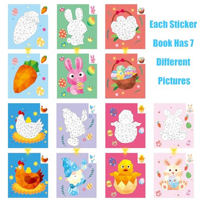 AEAHALY Easter Sticker Book Crafts for Kids Ages 4-8 Reusable Sticker Paint Books Basket Stuffer Gift Party Favors Include Bunny Egg Carrot Chick Gnome and More Designs Create Festival Atmosphere - style: Easter Stickers
