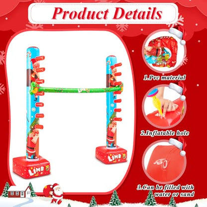 Threan 60 Inch Christmas Inflatable Limbo Xmas Party Game Limbo for Holiday Adults Fun Stick Toys for Christmas Birthday Indoor Outdoor Party Games Picnic Pool - style: Christmas
