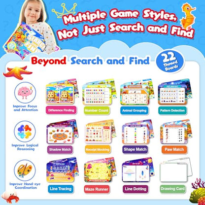 Baobrava Search and Find Game Books - Preschool Learning Activities for Kids Age 3-8, Travel Games for or Road Trip Car Airplane, Educational Seek Activity Birthday Gifts for Boys and Girls - style: Search and Find Book Game