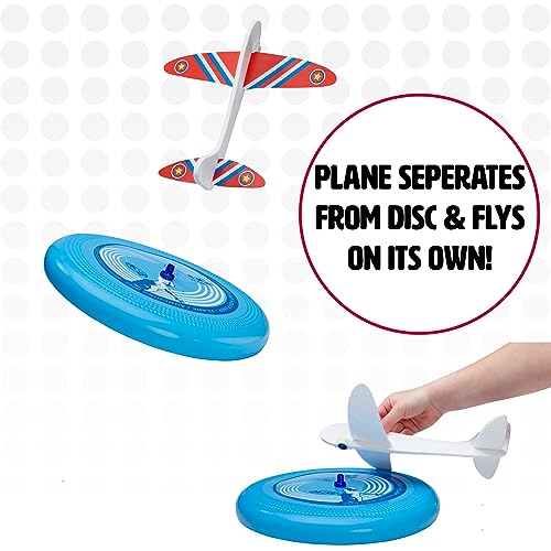 NSG Sky High Flyer Flying Disc Airplane Launcher Toy Foam Glider Plane Outdoor Flying Toys for Kids Ages 8 and Up