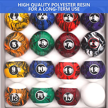 Billiard Balls Set Pool Table Balls Marble-Swirl & Classic Style 16 Ball Set - style: Classic Dark Marble