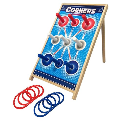 Corners Championship: Ring Toss Reinvented - Yard & Party Game, Wooden Peg Board, Competition Scoring Game, Indoor & Outdoor, Family & Friends Ages 6+