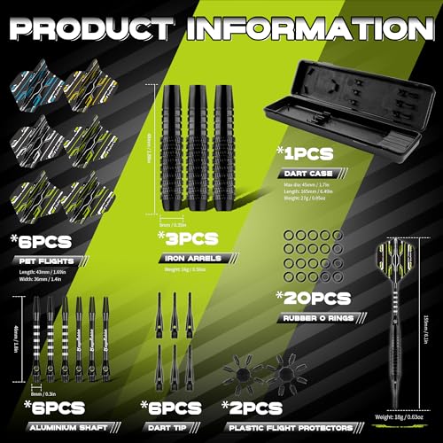 Darts Plastic tip,Soft Tip Darts Set，3pack 18g with Extra Tip,Dart Flights and Dart Shafts for Electronic Dart Board