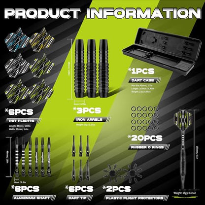 Darts Plastic tip,Soft Tip Darts Set，3pack 18g with Extra Tip,Dart Flights and Dart Shafts for Electronic Dart Board