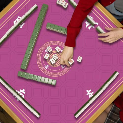 Mahjong Mat, Non-Slip Noise Reducing Game Mat, 31.5 Inch Mahjong Table Mat,Mahjong Mat with Cloth Bag and Carton Storage,Suitable for Mahjong, Dominoes, Solitaire and Other Games. (Pink) - color: Pink