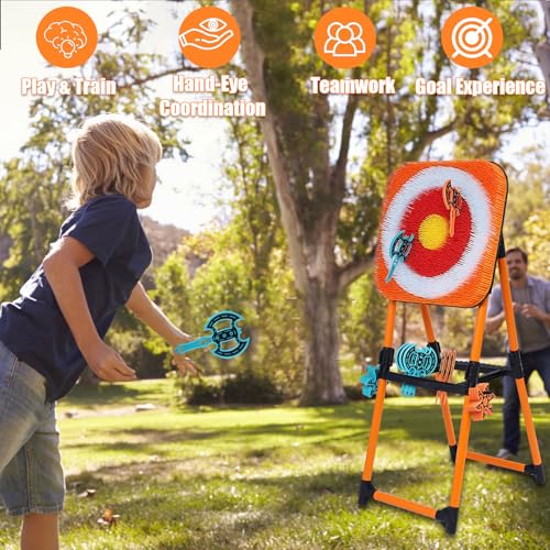 Portable Axe Throwing Game, Throwing Bristle Target with 16 Throwing Axes Set for Backyard, Indoor & Outdoor,Yard Games, Carnival Games