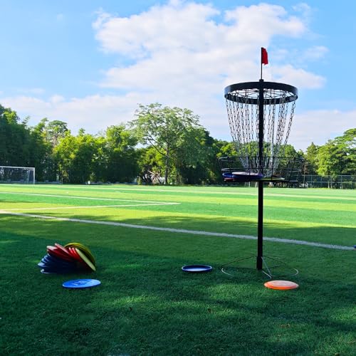 Disc Golf Basket - Portable Disc Golf Target with Heavy Duty 24-Chains Come with 6pcs Disc Golf Discs and Carry Bag, Ground Stake -Suitable for Players of All Levels - Multi Color Available - style: Plus-Black- 6 PCS