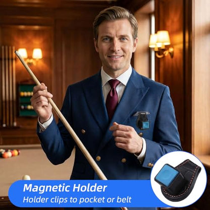 Prasacco Pool Chalk Holder, Magnetic Leather Pool Cue Chalk Holder with Belt Clip Billiard Accessories Black for Snooker and Stylish Billiard Accessories