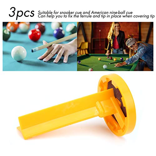 3Pcs Billiard Cue Repair Tool, L Shaped Cue Tip Clamp & Pool Stick Replacement Kit, Professional Yellow, for Snooker, Pool, Billiard Cue Tip Repair, Maintenance and Reshaping