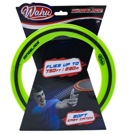 Wahu WingBlade Aerodynamic Flying Disc Throw and Catch Toy, 10" Outdoor Soft Rubber Frisbee Disc, Flies up to 750', Green - color: Green