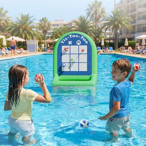 Funscape Kids Inflatable Tic-Tac-Toe Pool Toy, Fun Swimming Pool Soft Ball Toss Game, Outdoor Yard Water Target Sports Activity, Cool Summer Beach Party Gift 3 4 5 6 7 8 Yr Boy Girl Child-Tic-Tac-Toe - style: Tic-Tac-Toe