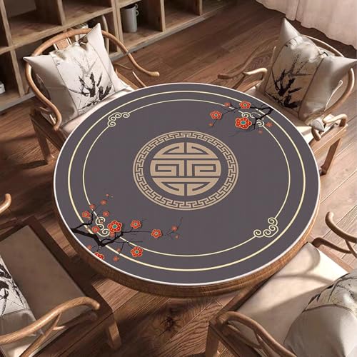 Round Mahjong Mat Silent and Noise Reduction Mahjong Tablecloth with Rubber Backing Large Play Mat for Poker, Card, Board, Tile Games(Gray,60cm/23.62in) - color: Gray, size: 60cm/23.62in
