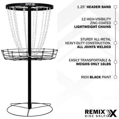 Remix Deluxe Practice Basket for Disc Golf - Choose Your Color and Style - color: Black