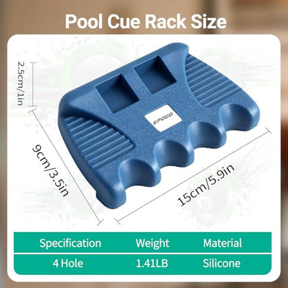 Pool Stick Rack, Portable Billiard Cue Holder with Chalk Holder, Blue (4 Holes) - style: 4 Holes-Blue