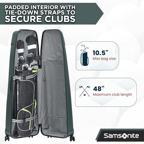 Samsonite Tour Pro Golf Hard Case Travel Bag | Lightweight, Durable ABS Shell, 360 Degree Multi-Directional Shark Wheels - color: Pine Green