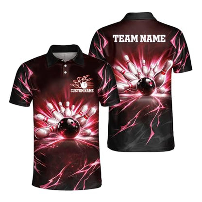 GABITA Personalized Bowling Jerseys for Men, Custom Bowling Polo Shirt, Bowling Shirts Gift for Bowler Team Player - color: A57