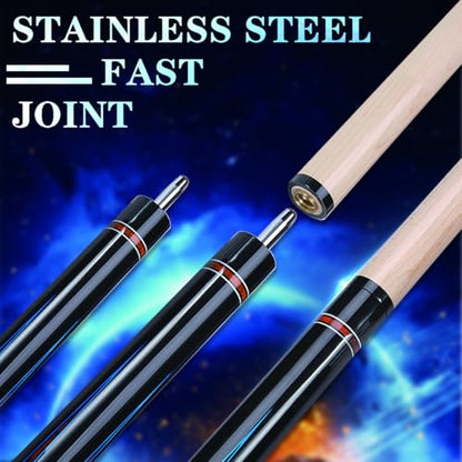 Canadian Maple Pool Cue Sticks (10mm/11.5mm/13mm), 58" 2-Piece Pool Sticks with Low Deflection Shaft,Billiard Sticks for Home, Bar, and Tournament Play - color: Blue 10mm with case