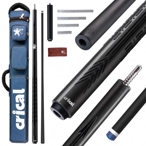 CRICAL Carbon Fiber Pool Cue Stick - 58" Low Deflection Professional Pool Cue with Pro Taper Shaft, 3D Anti-Slip Wrapless Grip, 12.5mm Tip & 3/8x8 Joint Billiard Stick for Enhanced Control & Accuracy - color: CL-PD-Set1 Grey