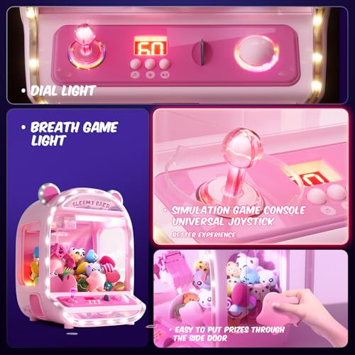 Skirfy Large Claws Machine Toy with LED Light & Adjustable Sound,16" Candy Dispenser Toys Mini Vending Machine for Kids Christmas Birthday Big Gifts for Girls Boys Ages 6+ - color: Pink