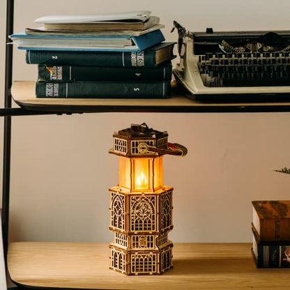 Wood Trick Antique Lantern Luminous LED 3D Wooden Puzzles for Adults to Build - 2-Mode Lighting - Engineering DIY Project Mechanical 3D Puzzle Model Kits for Adults