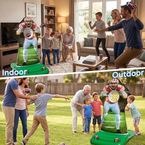 Pool Games Set, Inflatable Football Toss Pool Game, Floating Summer Pool Game for Kids Adults & Teens, Water Toys for Swimming Beach Backyard, Outdoor Family Party Fun Toys Gift for Boys Girls