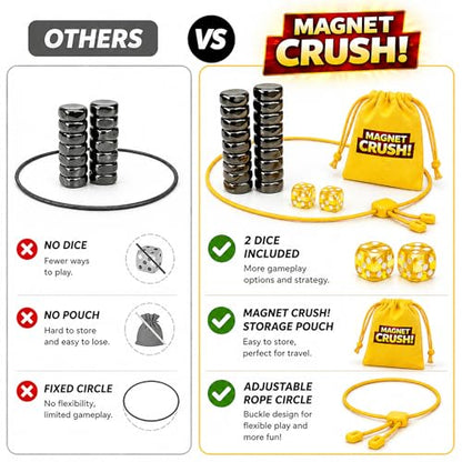 Magnet Crush Magnetic Strategy Board Game for Kids & Adults, Fun Tabletop Magnet Placement Game, STEM Educational Toy, Family Party Game, Travel Game, Puzzle Brain Teaser, Gift for Ages 9+ - color: Yellow