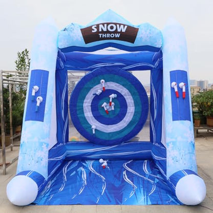 Blue Inflatable Snow Throwing Game Inflatable Ball Toss Target Dart Board 12 Axes+8 Toss Ball for Party/Birthday/Backyard/School/Team Events - style: Single Dart